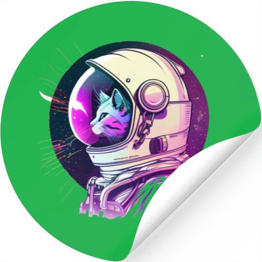 Aesthetic Vaporwave Space Cat 80s 90s Astronaut Stickers