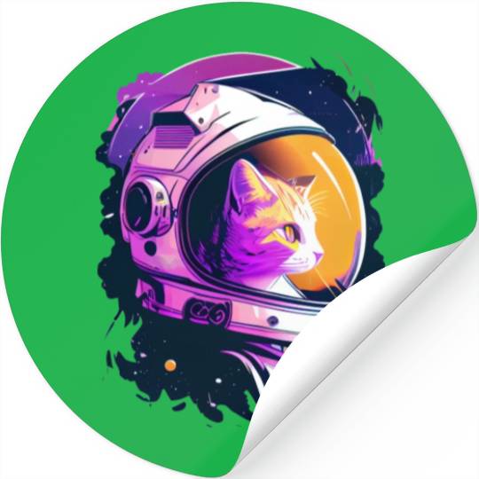Aesthetic Vaporwave Space Cat 80s 90s Astronaut Stickers