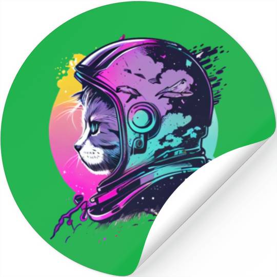 Aesthetic Vaporwave Space Cat 80s 90s Astronaut Stickers