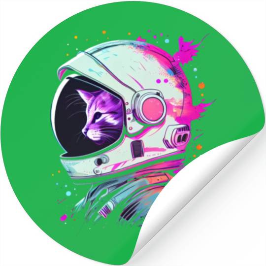 Aesthetic Vaporwave Space Cat 80s 90s Astronaut Stickers
