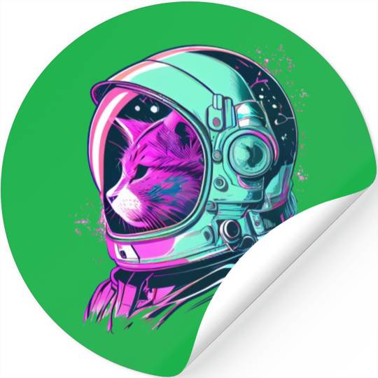 Aesthetic Vaporwave Space Cat 80s 90s Astronaut Stickers