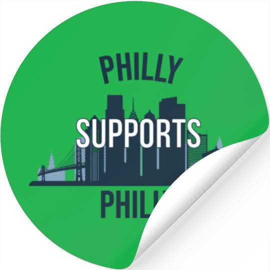 Philly Supports Philly skyline blue transparentbg Stickers