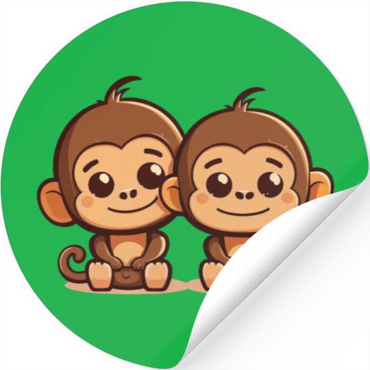 Monkeys siblings brother sister family love ape Stickers