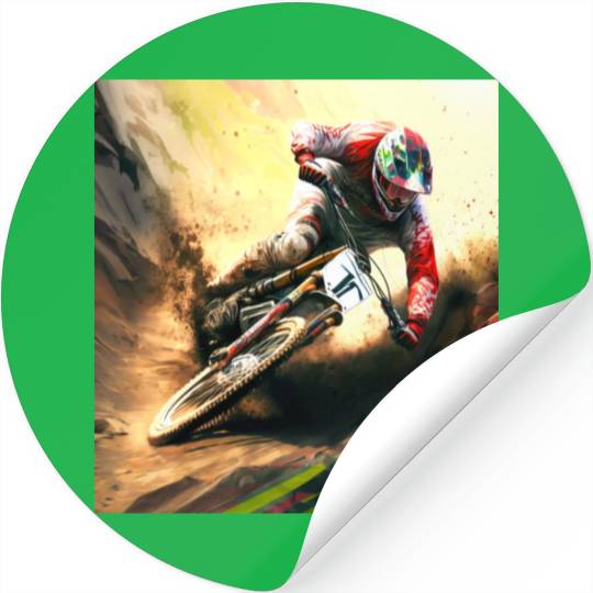 Racing A Downhill Bike Stickers