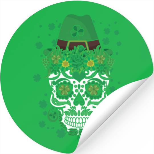El Dia De Los Muertos St Patty's Day Irish Flower Stickers