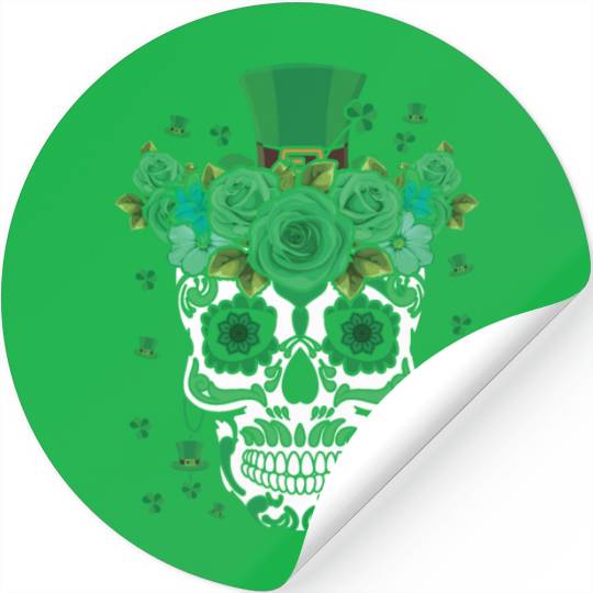 St Patty's Day Dia De Los Muertos Irish Flower Stickers