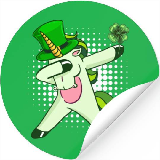 Dabbing unicorn shamrock St. Patrick's Day Stickers