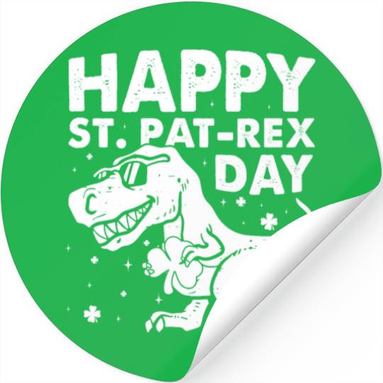 Kids Happy St Pat Trex Day Dino St Patricks Day Stickers