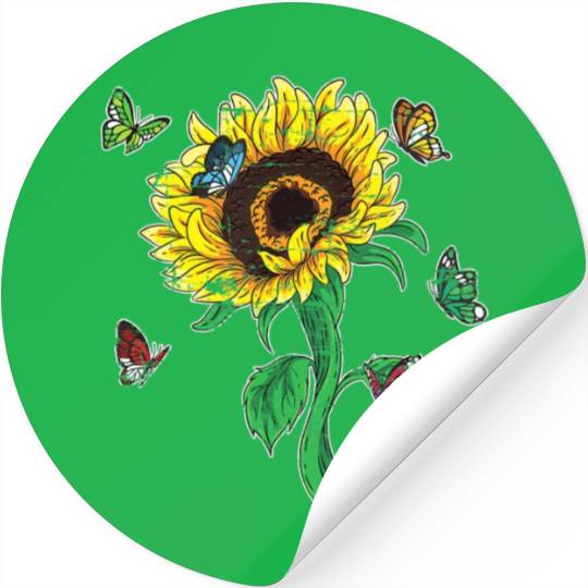 Aesthetics Sunflowers Nature Butterflies Yellow Su Stickers