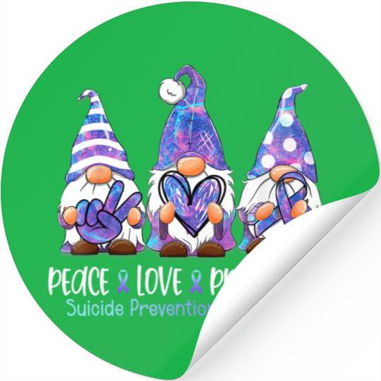 Gnomies Lover Peace Love Prevention Suicide Awaren Stickers