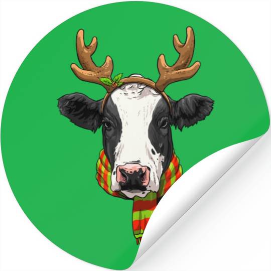 Cow Christmas Santa Clause ReindeerCow Lover Farme Stickers