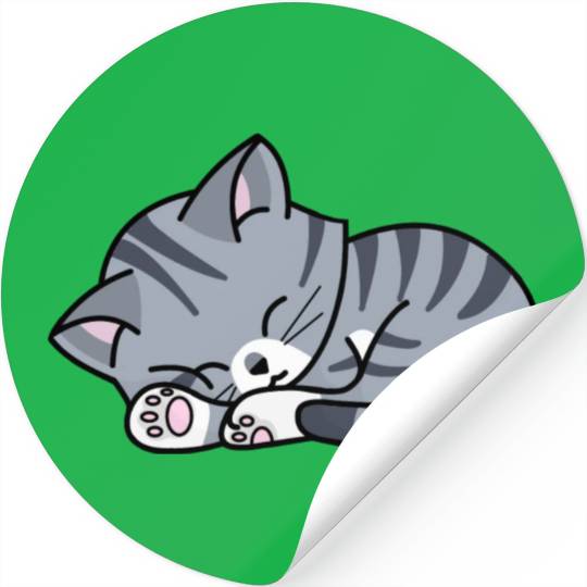 Grey Tabby Sleeping Stickers