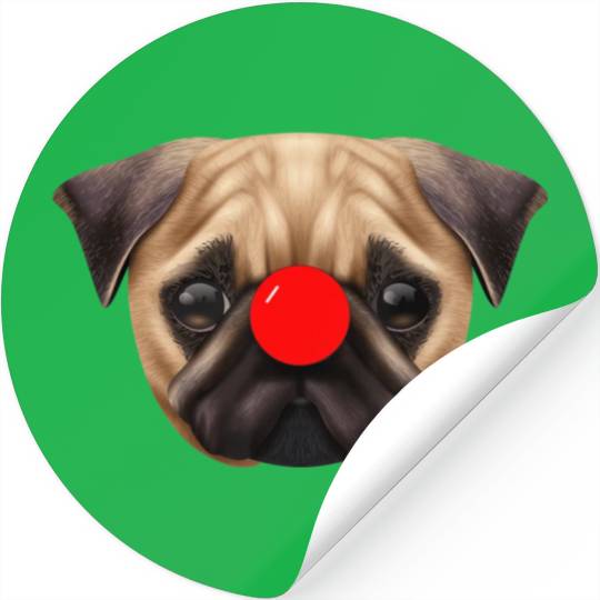 Face No Nose Red For Dogs Lover Happy Day Kids Boy Stickers