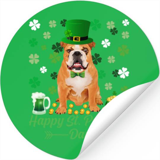 Happy St Patrick s Day Proud Irish Bulldog Lover Stickers