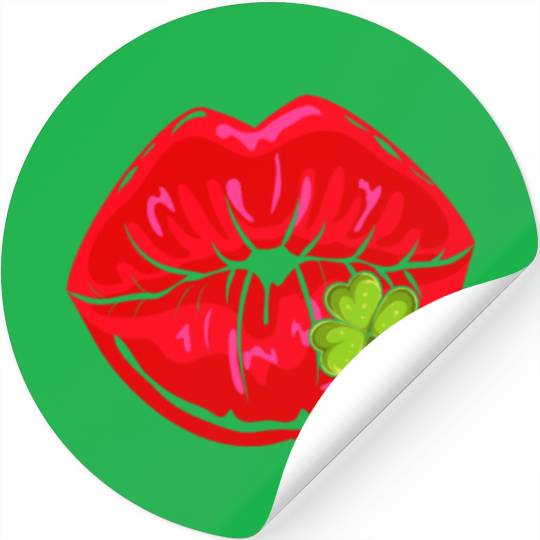 Irish kissing mouth shamrock St. Patrick's Day Stickers