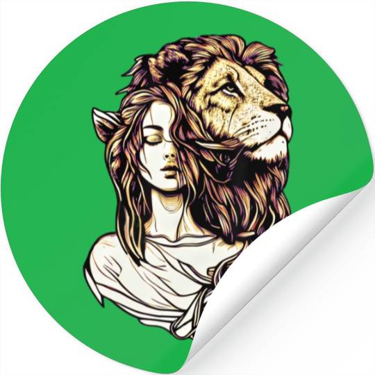 Queen Lion Woman Elf Fantasy Art Lovers Lion Lover Stickers