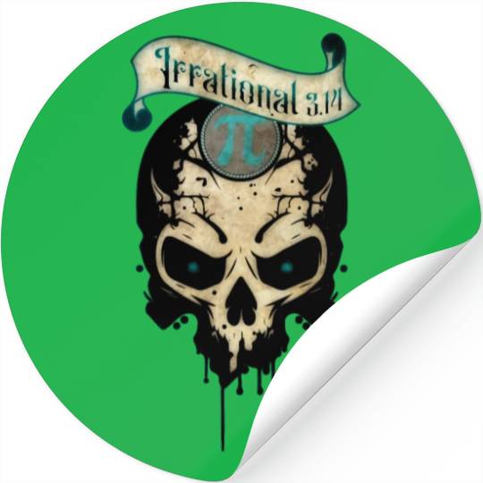 PI Day Irrational Skull Design Teal Edition Stickers