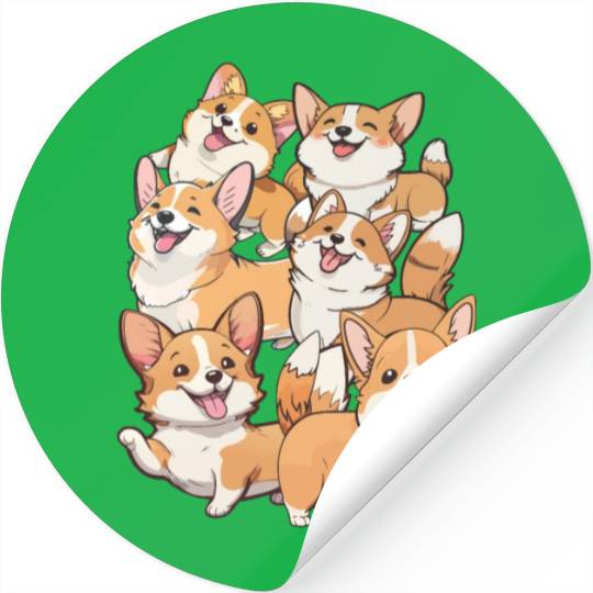 happy Corgi dogs Stickers