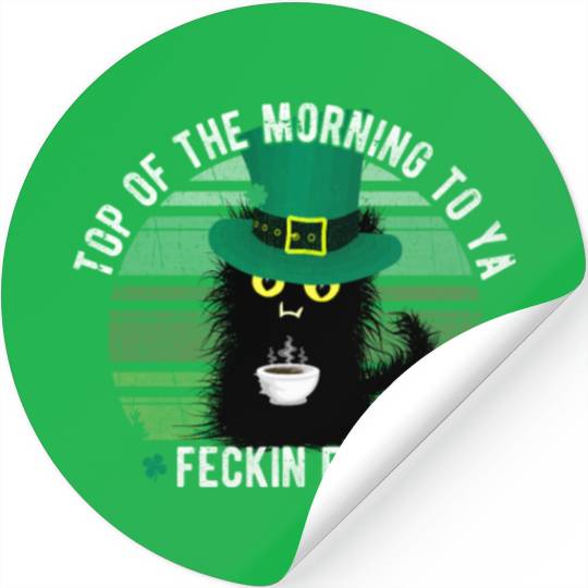 Top Of The Morning Coffee Cat St. Paddy's Day Gift Stickers