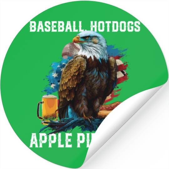 Baseball Hotdogs Apple Pie Beer Drinker Patriotic Stickers