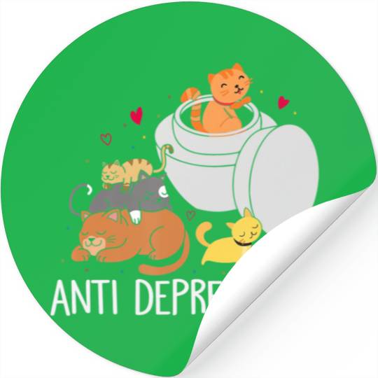 Funny Anti Depressants Cat Lover Sobriety Drug Fre Stickers