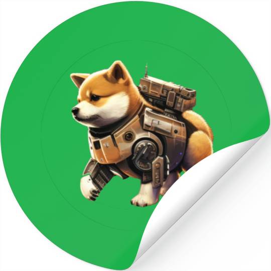 Mech style simple Japanese style shiba Inu dog Stickers