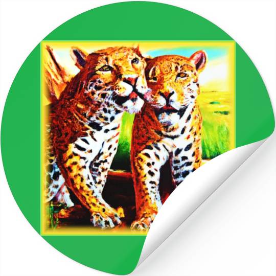 Jaguars Animals Nature oil Painting. Buy Now Stickers