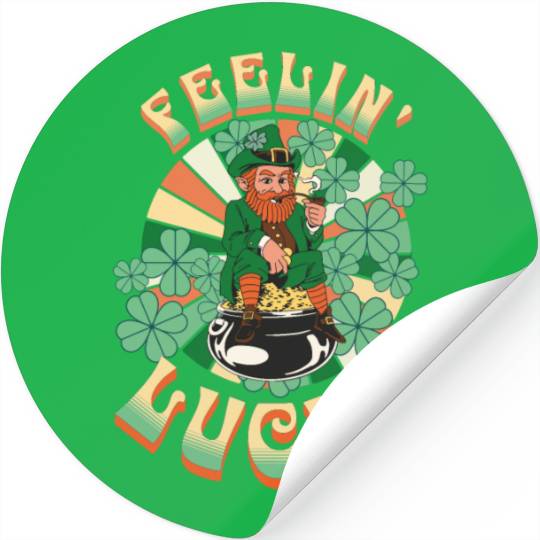 Feeling Lucky Groovie Leprachaun St. Patricks Day Stickers