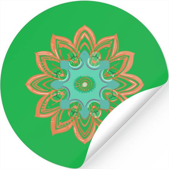 mandala Dance Paint oranger and green Stickers