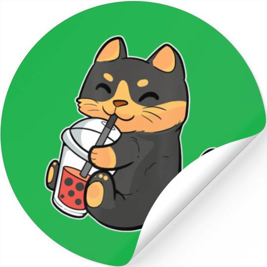 Cat Lover Bubble Tea Anime Figure Boba Milk Manga Stickers