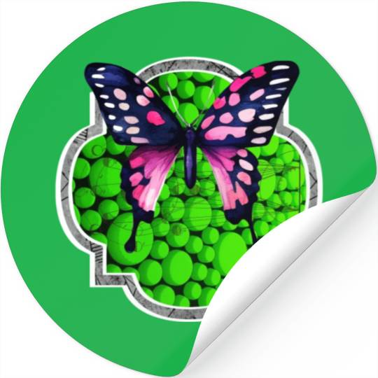 Purple Butterfly, Green Dots, Astrology Stickers