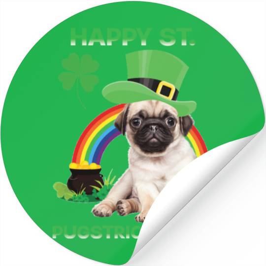 Happy St Pugstrick's Day Funny Pug Lover Presents Stickers