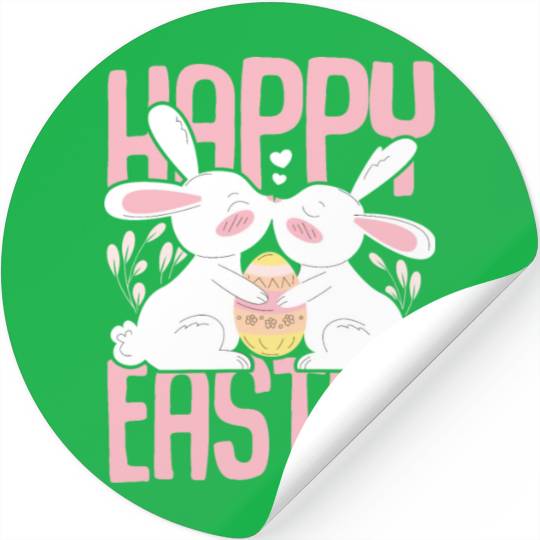 Happy Easter Motif Easter Eggs Funny Easter Bunny Stickers