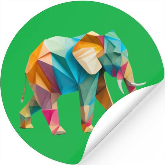 Vibrant Origami Elephant - Handmade with Love Stickers