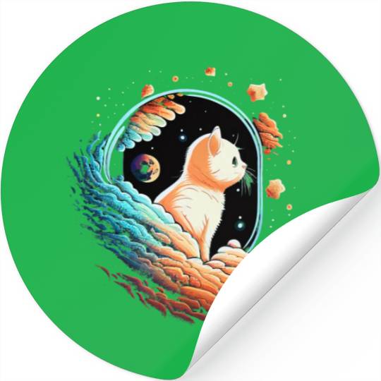 Astronaut Cat Space Cat on Galaxy Cat Lover Stickers