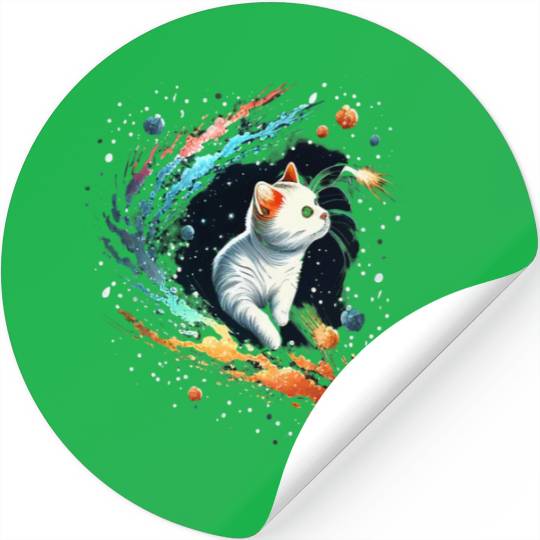 Astronaut Cat or Space Cat on Galaxy Cat Lover Stickers