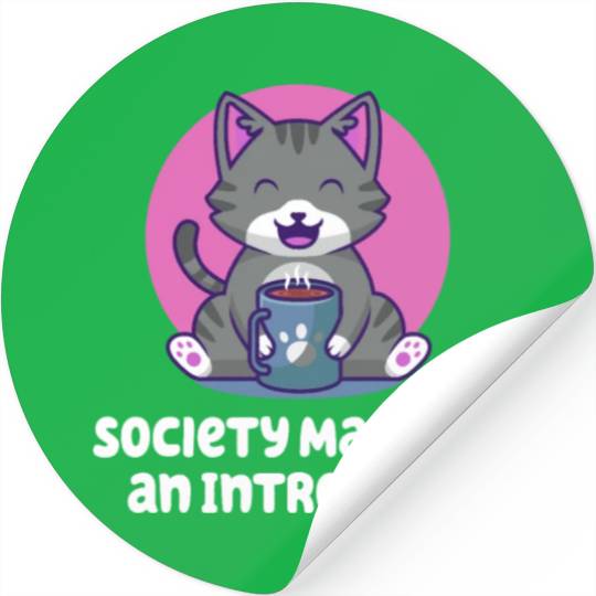 Handcrafted by Society Introvert Sayings Antisocia Stickers