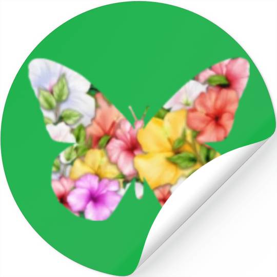 Coconut Girl Aesthetic Hibiscus Butterfly Stickers