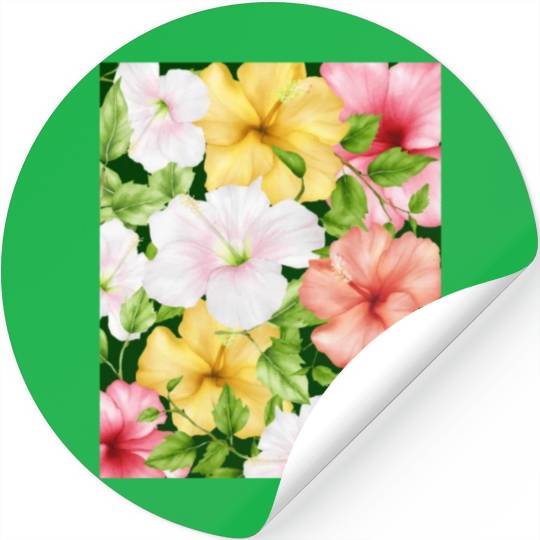 Coconut Girl Aesthetic Hibiscus Pattern Stickers