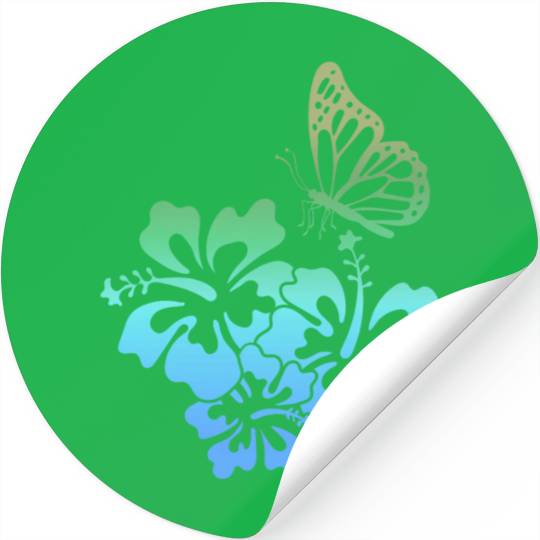 Coconut Girl Aesthetic Hibiscus Butterfly Stickers