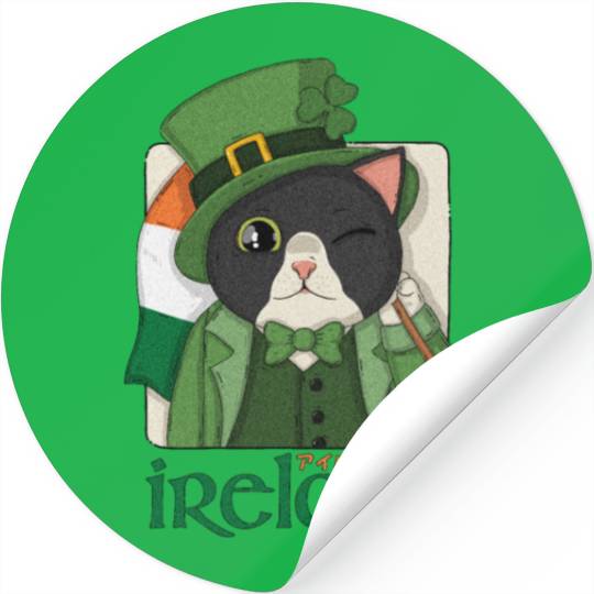 Ireland Tuxedo Cat Stickers