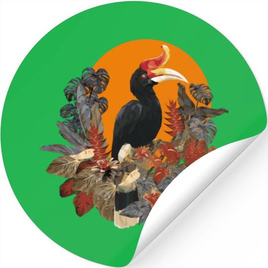 Low Polygonal Of Rhinoceros Hornbill Birds Stickers