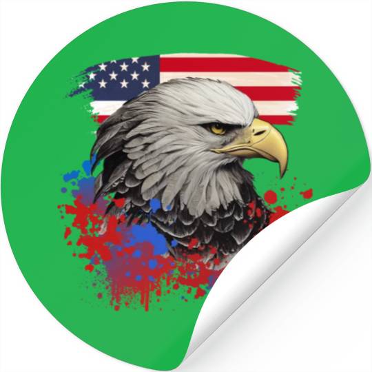 Bald Eagle Patriotic American Bird US Flag Stickers