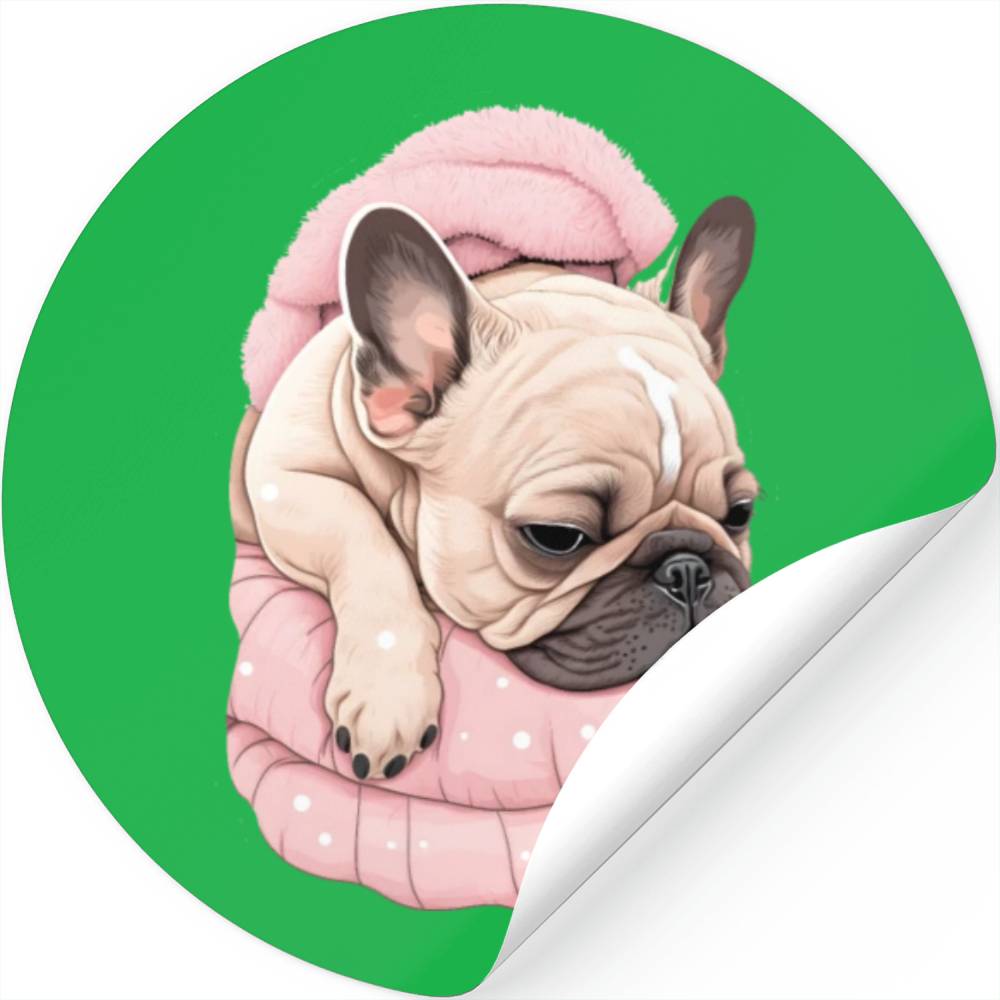 Cozy Naptime with a French Bulldog Stickers