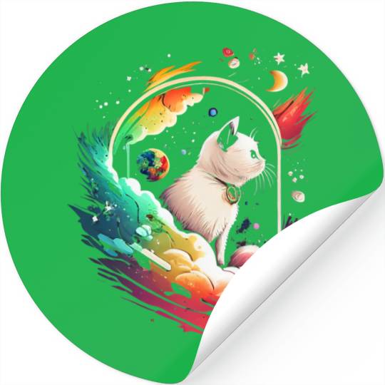 Space Cat on Galaxy Cat Lover Stickers