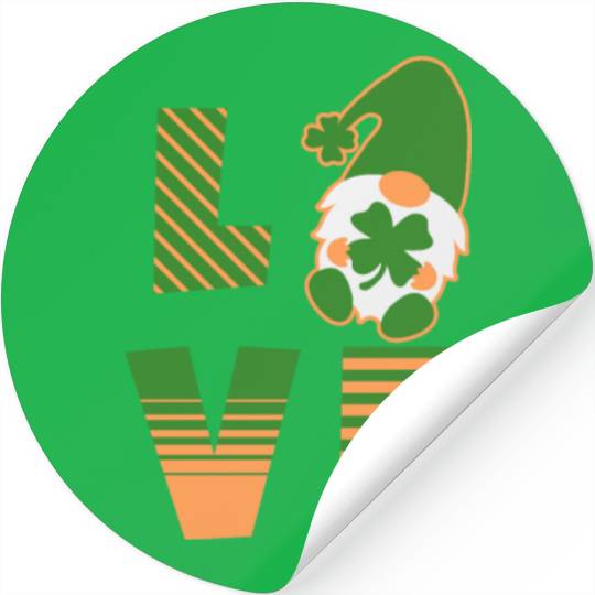 Gnome St Patricks Day Woman Love, Lucky Clover Stickers