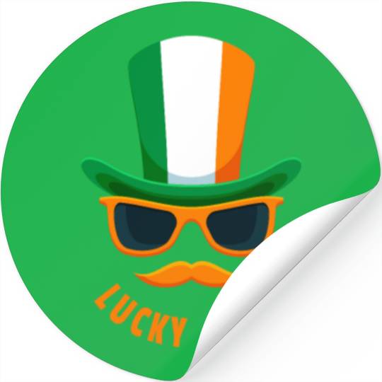 Lucky Dude, St Patricks Day, Irish, Boys T, mousta Stickers