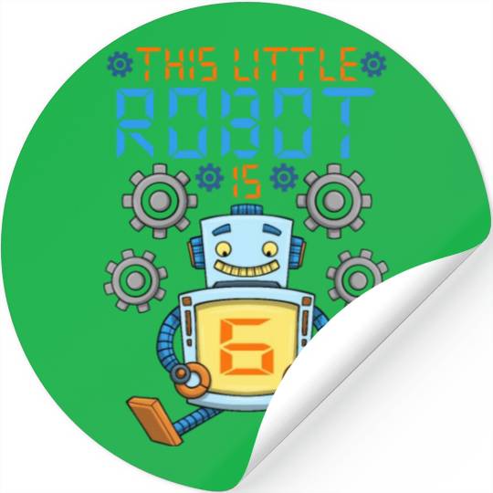 Robot Birthday Outfit Boy 6th Robot Birthday Party Stickers