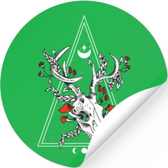 Gothic Deer Skull Moon Phase Witch Occult Stickers