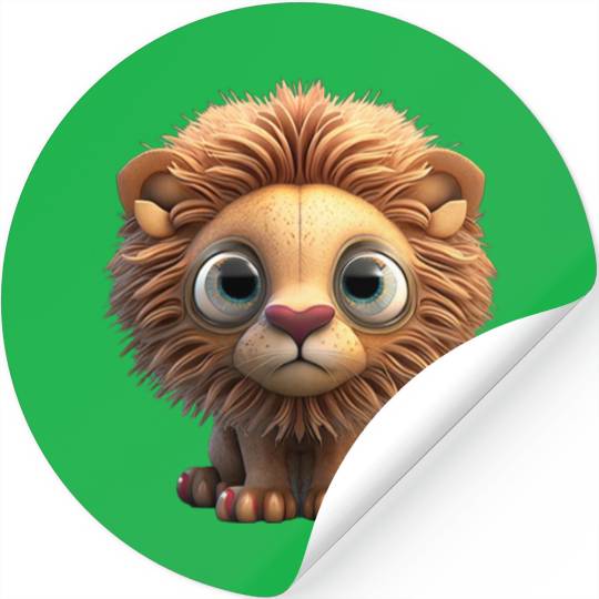 Cute little lion comic character Stickers